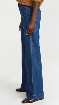 ASKK NY Brighton Wide Leg Jeans | Shopbop Fitted Denim Pants With Standard Cut Leg, Fitted Cotton Jeans With Zip Fly, Spring Denim Pants With Zip Fly, Dark Wash Zip Fly Pants For Spring, Spring Dark Wash Pants With Zip Fly, Non-stretch Denim Jeans With Zip Fly, Denim Bottoms With Zip Fly, Non-stretch Denim Bottoms With Zip Fly, Denim Blue Jeans With Zip Fly