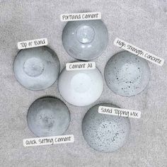 five different types of rocks with names on them