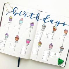 Bullet Journal Birthday Page, Bullet Journal Layout Ideas, Journal Layout Ideas, Journal D'inspiration, Bullet Journal Page, Bullet Journal 2020, Birthday Tracker, Organization Bullet Journal