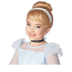 Cinderella has an iconic look so make sure you complete your little one's princess costume with this Cinderella Classic Wig for kids. This fairy tale wig features a blonde updo with side swept bangs and attached blue ribbon. With this wig, you can ensure that the magic will last until well after midnight. Size: standard. Gender: female. Age Group: adult. Cinderella Wig, Cinderella Makeup, Blonde Updo, California Costumes, Swept Bangs, Wig Blonde, Side Swept Bangs, Kids Dress Up, Side Swept