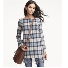 Distinctively Feminine In A Beautiful Plaid, This Flannel Tunic Is Trimmed With Soft Fringe. Long Enough To Wear As A Dress, It Looks As Wonderful With Leggings As It Does With Tights. Size & Fit Slightly Fitted: Softly Shapes The Body. Falls At Midthigh. Quarter-Zip Closure. Side-Seam Pockets. Fully Lined. Soft Fringe, Flannel Tunic, Beige Plaid, Tunic Shirt, Women's Shirts, Outdoor Apparel, Upcycle Clothes, Plaid Flannel, L L Bean