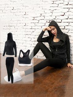 Sku CY-!24150 Material Fiber Blended , Chinlon , Nylon Feature Solid Occasion Sports Seasons Spring , Summer , Autumn , Winter Type Yoga Suits Number 3 PIECES,4 PICECS,5 PICECS Color BLACK,PINK,LIGHT GRAY Size S(US 2),M(US 4),L(US 6),XL(US 8),2XL(US 10) Size chart: Please consult the size chart we provide for this item's measurements to help you decide which size to buy. Please note: There may be 1-3cm differ due to manual measurement. CMINCH Cm Bra Length Bust Sleeve Waist Hips Top Length Bottom Length S(US 2) 31 80 59 68 82 58 90 M(US 4) 32 84 60 72 86 59 91 L(US 6) 33 88 61 76 90 60 92 XL(US 8) 34 92 62 80 94 61 93 2XL(US 10) 35 96 63 84 98 62 94 Black Hooded Nylon Activewear, Black Nylon Hooded Activewear, Moisture-wicking Stretch Athleisure Set, Functional Moisture-wicking Stretch Sets, Sporty Winter Sports Sets, Black Sportswear Activewear For Outdoor Activities, Sporty Breathable Sets For Yoga, Athleisure Long Sleeve Moisture-wicking Sets, Casual Moisture-wicking Stretch Sets