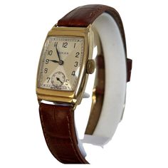 Our wonderful vintage Rolex features a 9k yellow gold stepped tonneau shaped case with manual wind 15 jewel movement. Notably, this example has a very attractive art deco style dial with sub seconds and blued hands, and is presented in oustanding condition given its age. The inner case back is hallmarked Sheffield 1930 and the outer is inscribed, in a beautiful font, "Stuart with love from Gina". A new generic leather strap and tang buckle are fitted. Originally a gents watch, this would also suit a lady, given the classic dimension of the case, 22mm excluding crown (23mm inc) and 34mm lug to lug. A superb vintage Rolex worthy of any collection and a conversation starter. Vintage Watch Aesthetic, Cartier Watches Women, Art Deco Yellow, 1930 Art, Gents Watch, Chanel Perfume, Gents Watches, Cartier Watch, Sun Sets