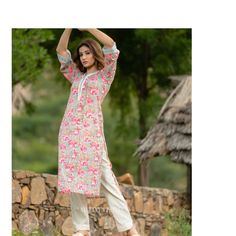 Flower Printed Straight Kurti with Pant Set, Cotton Salwar kameez, Handblock Print Partywear Suit, Women Ethnic Dress, Two Piece Set Fabric - Pure Cotton  Item Contain - Kurta with Pant Work - Floral Print with Embroidery Sleeves - 3/4 Sleeves  Neck - V Shape Color - Red and White  Size - 34 (XS), 36(S), 38(M), 40(L), 42(XL), 44(2XL) Additional Information : Fully Stitched Kurta and Pant with Double Side Pocket, Hand Washable  Size chart attached in images mentions garment measurements in inches Floral Print Straight Kurta Pant Set For Eid, Anarkali Pant Set With Straight Kurta And Printed Motifs, Anarkali Pant Set With Printed Motifs And Straight Kurta, Anarkali Pant Set With Printed Motifs, Bollywood Style Straight Kurta Sets For Spring, Traditional Pant Set With Floral Print And Straight Kurta, Spring Mulmul Sharara With Straight Kurta, Straight Kurta Pant Set With Printed Motifs For Navratri, Diwali Floral Print Straight Kurta Salwar Kameez