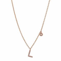 Bezel Diamond & Initial Necklace - Necklaces -  -  - Azil Boutique Diamond Initial Necklace, Gold G, Delicate Chain, Bezel Diamond, In Water, Lead Time, Initial Necklace, Jewelry Care, Bible Quotes