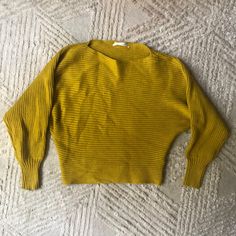 Anthropologie Mustard Dolman Sweater Size Xs. Never Worn, But Fabric Has Some Minor Pulls Fitted Gold Sweater For Spring, Spring Yellow Ribbed Sweater, Casual Gold Top For Fall, Casual Gold Tops For Fall, Mustard Long Sleeve Sweater For Spring, Casual Gold Sweater For Spring, Casual Yellow Ribbed Sweater, Mustard Fitted Crew Neck Sweater, Mustard Fitted Sweater For Spring