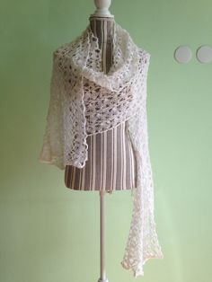 "This is an amazing chunky knit oversized crochet shawn in snow white color. This pretty boho chic long scarf is made of very soft and feels great when you touch it. It is made of fluffy acrylic wool yarn. This Victorian inspired cottage chic wrap is a great addition to any spring or fall outfit. It will keep you warm in the cool days. You can even wear it in the summer to cover up your shoulders in the cool breezy nights. The beautiful see through lace of this scarf will beautifully reveal your Victorian Shawl, White Lace Scarf, Loose Crochet, Crochet Lace Scarf, Bohemian Scarf, Wool Scarves, Bohemian Scarves, Wool Crochet, Boho Scarf