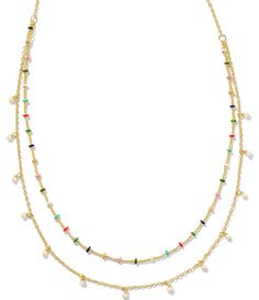 From Kendra Scott&#x2C; this necklace features:Short multi-strand necklace14K gold or rhodium over brass Lobster clasp w/single adjustable slider bead closureApprox. 19" length Imported. Gold Jewelry With Colorful Beads For Layering, Gold Multi-strand Jewelry With Colorful Beads, Gold Double Strand Necklace With Colorful Beads, Gold-tone Multi-strand Layered Jewelry, Gold Multi-strand Necklace With Lobster Clasp, Multi-strand Necklace With Lobster Clasp, Gold Multi-strand Necklace With Colorful Beads, Gold-tone Double Strand Layered Necklace, Multi Strand Necklace Gold