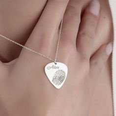 "Actual Fingerprint Jewelry in Sterling Silver, Pena Shape Fingerprint Necklace is made by hand in our workshop with care. All our jewelry is the most elegant choice for the Bridesmaids, friends, your loved ones and for yourself. Actual Fingerprint Jewelry in Sterling Silver, Pena Shape Fingerprint Necklace * Material: High Quality Solid 925 Sterling Silver. * Finish: Sterling Silver ∙ Gold ∙ Rose Gold. * All our jewelry is custom made by hand with care in our workshop.  HOW TO ORDER ❓ * Select Artistic Etched Jewelry For Gifts, Artistic Stamped Jewelry As Gift, Artistic Stamped Jewelry For Gifts, Fingerprint Necklace, Family Jewelry, Wolf Necklace, Fingerprint Jewelry, Family Jewellery, Favorite Rings