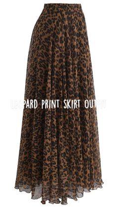 Leopard Print Skirt Outfit, Skirt Outfits Ideas, Printed Skirt Outfit, Leopard Watercolor, Long Skirt Outfits, Elegant Sweater, Casual Outfit Inspiration