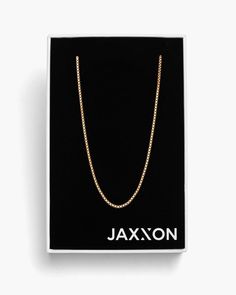 Our sleekest Round Box Chain to date. This minimalist gold chain is made to be worn with anything and everything. The Round Box Chain is a popular choice for it's precision-cut, squared links, adding subtle intentionality to every look. JAXXON 2mm Round Box Gold Chain | 22" Gold Bond, Solid Gold Chains, Round Box, Gold Box, Silver Coat, Silver Shop, Mens Gold, Men's Rings, Pendant Bracelet