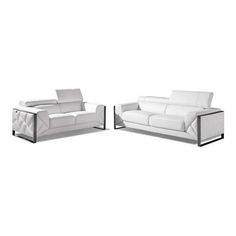 two white leather sofas and one chair