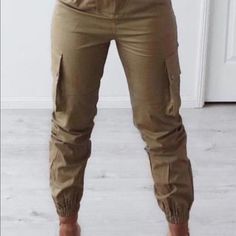 Babyboo Fashion High Waist Cargo Pants. Beige. Uk Size 10 Fitted Khaki Casual Bottoms, Casual Fitted Khaki Bottoms, Casual Fitted Cargo Pants With Elastic Waistband, Fitted Khaki Cargo Pants For Spring, Fitted Khaki Parachute Pants, Fitted Khaki Pants With Elastic Waistband, Fitted Khaki Bottoms With Elastic Waistband, Fitted Casual Parachute Pants For Work, Casual Fitted Parachute Pants For Workwear