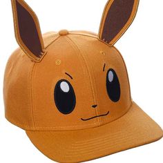 a pokemon pikachu baseball cap with ears on it's peak and eyes wide open