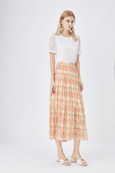 Style: Elegant,Boho & Vacation Fit: Loose Fabric: Lyocell Pattern: Floral Element: Non Dress/Skirt Length: Midi Rise: High Rise Product Type: Pleated,A Line Main Composition: Lyocell Season: Summer Summer Midi Pleated Skirt, Bohemian Maxi Skirt For Spring Day Out, Spring Flowy Pleated Maxi Skirt, Flowy Long Floral Print Pleated Skirt, Pleated Flared Skirt For Vacation, Bohemian Relaxed Skirt For Day Out, Bohemian Spring Maxi Skirt, Bohemian Flowy Maxi Skirt For Spring, Spring Flowy Lined Maxi Skirt