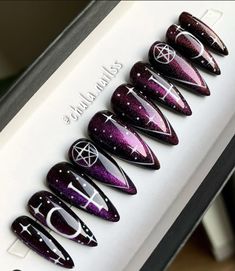 Pastel Witch Nails, Nail Inspo Gothic, Viking Nail Art, Rune Nails, Wiccan Nails, Felix Nails, Witch Nails Acrylic, Occult Nails, Gothic Nail Ideas