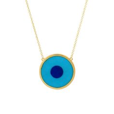 Turquoise Inlay Evil Eye Necklace Yellow Gold Evil Eye Spiritual Necklace, Spiritual Yellow Gold Evil Eye Necklace, Spiritual Yellow Gold Necklace With Evil Eye, Modern Round Natural Stone Necklaces, Turquoise Round Evil Eye Jewelry, Turquoise Evil Eye Round Jewelry, Gold Plated Evil Eye Amulet Jewelry, Gold Plated Evil Eye Round Pendant Jewelry, 14k Yellow Gold Evil Eye Necklace