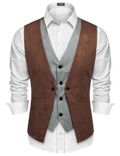 PRICES MAY VARY. 【Mens Layered Suit Vests】This men's suede vests are made of high quality fabric blend made; Soft, elastic resistant washing and durability which will make you look great and handsome. 【Men's Western Vest Suit】 - Men's slim fit suede suit vest is designed to doulble layer, V-neck, sleeveless, 4 buttons, classic single breasted, and with adjustable belt, you can adjust to your perfect fit 【Men's Dress Vest Suit】Men's waistcoat vest can match your Western cowboy hat, Stilt felt hat Vest For Groomsmen, Layered Suit, Floral Suit Jacket, Mens Western Style, Suede Suit, Cowboy Vest, Suit For Wedding, Rustic Basement, Vest Suit