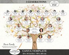 a family tree with five generations on it