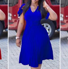 Royal Blue Short Sleeve Pleated Dress Size Large. Brand New Pleated Dresses, Line Dresses, Casual Wear Dress, Ruffle Midi Dress, Royal Blue Dress, A Line Dresses, Graduation Outfit, Pleated Midi Dress, Draped Dress