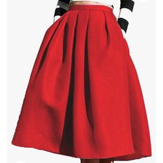 New! Red A Line Pleated Skirt With Pockets Size Xs Purple Plaid Skirt, Street Skirt, Flared Skater Skirt, Red Midi Skirt, Blue Floral Skirt, Midi Skirt With Pockets, Color Block Skirt, Full Midi Skirt, Leather Midi Skirt