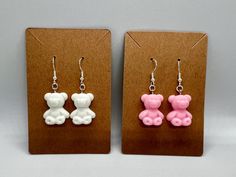 Teddy Bear Earrings! They are made with hypoallergenic silver plated zinc alloy hooks and rings. Each pair comes with rubber backings.  I started this shop to help pay for school. Teddy Bear Earrings, Bear Earrings, Zinc Alloy, Silver Plate, Etsy Earrings, Silver Plated, Dangle Drop Earrings, Teddy Bear, Drop Earrings