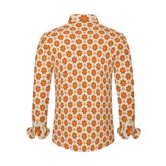 Revive the spirit of the 70s with our 70s Shirt Men—a vibrant Orange Floral Shirt designed for those who appreciate the timeless charm of 70s-inspired fashion. Crafted with meticulous attention to detail, this Vintage 70s Style Shirt effortlessly captures the essence of the era, making it an ideal choice for fashion enthusiasts.Constructed from 100% polyester, this Hippie Shirt Men ensures both comfort and durability. The beautiful orange mod floral pattern print takes center stage, offering a b Orange Cotton Top With Retro Print, Retro Orange Cotton Shirt, Fitted Orange Cotton Shirt, Cotton Shirt With Retro Print In Relaxed Fit, Fitted Orange Printed Shirt, Cotton Retro Shirt With Retro Print, Cotton Shirt With Retro Print, Orange Cotton Shirt With Print, Cotton Tops With Retro 70s Print