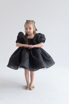 Black Organza Dress, White Flower Girl Dress, First Birthday Dress, Ivory Girl Dress, Princess Dress, Toddler Party Dress, Fancy Dress Girl - Etsy Black Organza Dress, Ivory Girls Dress, White Flower Girl Dress, First Birthday Dress, Dress With Puffy Sleeves, Toddler Party Dress, Princess Flower Girl Dresses, First Birthday Dresses, Dress Fancy