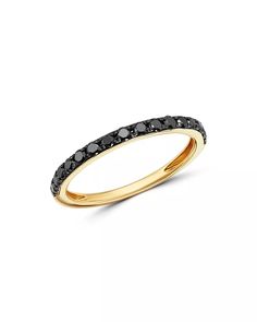 Bloomingdale's - Black Diamond Stacking Ring in 14K Yellow Gold, 0.33 ct. t.w. - 100% Exclusive Black Diamond Wedding Bands, Black Diamond Bands, Black Gold Ring, Black Gold Jewelry, Diamond Stacking Rings, Jewels Rings, Black Diamond Ring, Mom Jewelry, Yellow Gold Engagement Rings