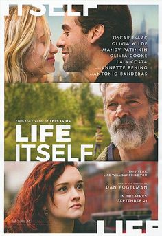 the movie poster for life itself is shown in three different languages, including one man and woman