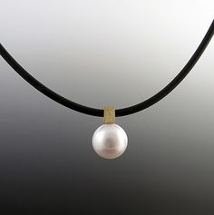 South Sea Pearl Pendant by Claudia Endler (Pearl Necklace) | Artful Home Modern Pearl Pendant Necklace, Modern White Square Pendant Jewelry, Sea Pearls, South Seas, South Sea Pearls, Pearl Pendant Necklace, Black Rubber, Pearl Pendant, Pearl Jewelry