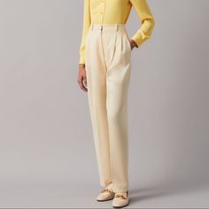 Cream Colored Pants - Pairs Nicely With Button Up Or Short Sleeve Top. Never Worn, Nwt Classic Spring Pants With Button Cuffs, Spring Tailored Pants With Button Cuffs, Classic Pants With Button Cuffs For Spring, Tailored Pants With Button Cuffs For Spring, Elegant Wide Leg Pants With Button Cuffs For Work, Formal High-waisted Pants With Button Cuffs, Beige Bottoms With Button Cuffs For Work, Elegant Pants With Button Cuffs, Elegant Tapered Leg Pants With Button Cuffs