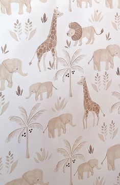 CRANE BABY Kendi Wallpaper | Nordstrom Elephant And Giraffe, Kindergarten Wallpaper, Boy Nursery Themes, Safari Wallpaper, Safari Theme Nursery, Animal Nursery Theme, Baby Room Themes, Nursery Room Design, Baby Boy Room Nursery