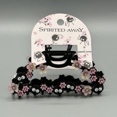 Studio Ghibli Spirited Away Soot Sprite & Sakura Claw Hair Clip This Black Claw Clip From Spirited Away Feature Soot Sprites And Sakura Blossoms. * 4" X 2" * Alloy; Acrylic * Imported Adjustable Black Hair Accessories For Spring, Cute Black Headband Hair Accessories, Ghibli Earrings, Black Claw Clip, Sakura Hair, Studio Ghibli Earrings, Sakura Blossoms, Soot Sprite, Black Claws