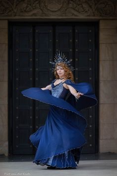 A dress representing a lunar eclipse is an astronomical event that occurs when the Moon moves into the Earth's shadow, causing the Moon to be darkened. This gown is made of chiffon, beaded fabric, and mesh, so it is very light and almost flies! The removable wing sleeves complete this airy look. The dress also has a built-in corset and lacing on the back, which emphasize the posture. There are moons in the decor, and the shiny dark fabric resembles a star-studded sky. Such a costume will suit sorceresses, queens, goddesses, and other magical entities characters. Perfect for photo sets, LARP, fantasy weddings, and other fantastic events. The dress is made to order. ♥See all our Fantasy dresses: https://etsy.me/2H9TQtn =SHIPPING= We provide Standart airmail shipping by default, but another o Blue Fantasy Halloween Dress, Fantasy Moon Dress, Luxury Elven Medieval Dress For Cosplay, Blue Elven Dress, Fantasy Gowns Warriors, Blue Velvet Fantasy Dress, Faire Dress, Ren Faire Dress, Elven Wedding Dress