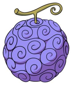 a drawing of a purple ball with a gold hook on it's end and the letter c in the middle