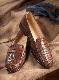 The Woven Loafer in Cognac - The Ben Silver Collection Classic Woven Leather Loafers, Classic Formal Moccasins With Woven Sole, Classic Woven Leather Loafers With Round Toe, Classic Business Loafers With Woven Sole, Classic Woven Leather Loafers For Work, Classic Slip-on Woven Leather Loafers, Classic Woven Leather Slip-on Loafers, Classic Leather Loafers With Woven Sole, Formal Brown Moccasins With Woven Sole