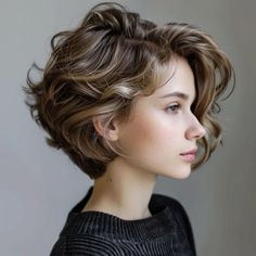 Haircut Shorter In Back, Short Wavy Pixie Haircut, Short Wavy Haircuts For Women, Short Curly Weave Hairstyles, Crazy Curly Hair, Short Wavy Pixie, Short Wavy Haircuts, Curly Pixie Hairstyles, Short Dark Hair