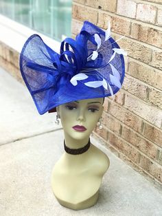 "✿*. About Shipping.*✿ All the hats will be shipped out from Rockville, MD 20854 via UPS GROUND (1-5 business days) or USPS Priority mail (2-4 business days) if their shipping fee is much the same. The overnight and other shipping service are also available. Please contact me first if you want it, I will check the price and delivery time for you. Pick up is available! If you are very urgent, please order your hats early and save money! Key Features: 100% 3 Layers Sinamay base with Two layers Sin Blue Structured Crown Hat For Spring, Blue Spring Hat With Structured Crown, Spring Blue Hat With Structured Crown, Blue Fascinator For Kentucky Derby Garden Party, Blue Curved Brim Headpiece For Royal Ascot, Blue Fascinator For Royal Ascot Garden Party, Blue Fascinator For Garden Party At Royal Ascot, Blue Fascinator For Garden Party And Royal Ascot, Adjustable Blue Headpiece With Curved Brim