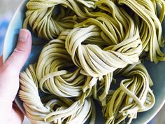 a bowl filled with lots of different types of noodles