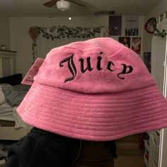 Brand New Trendy Bucket Hat For Party, Trendy Party Bucket Hat, Trendy Pink Bucket Hat For Winter, Spring Party Bucket Hat, Trendy Adjustable Bucket Hat, Casual Party Hat, Trendy Pink Bucket Hat With Short Brim, Trendy Pink Bucket Hat With Curved Brim, Trendy Streetwear Hats For Spring