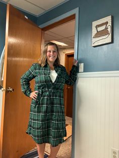 Forest Plaid Dress - Mama Flannel style dress or longer kimono Removable tie belt Runs true to size Model is wearing large Flannel Style, Flannel Fashion, Do Everything In Love, Long Kimono, Boy Mom, Girl Mom, Plaid Dress, Christmas Women, Tie Belt