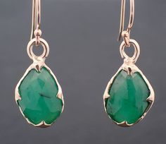 Emerald Fancy cut dangle earrings 14k 3323 Montana Sapphire, Minerals And Gemstones, Lost Wax, Emerald Gemstone, Stunning Earrings, Gold Wire, Crystals Minerals, Portland Oregon, Portland