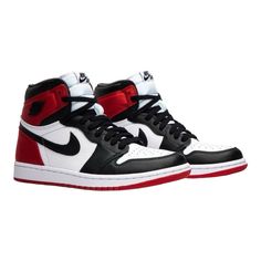 Nike Air Jordan 1 Retro High Satin Black Toe Women's Size 10.5 / Men's Size 9 Shoes Brand new with box, guaranteed authentic. We ship FAST! All items will be shipped within 1 business day. The item pictured is the one you will receive. All of our items will be stored in a smoke free environment. 100% authenticity guaranteed. We offer 30 day free returns on unused/unworn items. We do our best to take good pictures, measure correctly, and describe our items accurately at the time of listing. If we made a mistake, you can message us before you start the return to ensure the quickest and easiest return process. Message us if you have any questions. Typically we respond instantly. Nike Air Jordan 1 Retro, Air Jordan 1 Retro High, Nike Air Jordan 1, Air Jordan 1 Retro, Shoes Brand, Jordan 1 Retro High, Jordan 1 Retro, Air Jordan 1, Nike Air Jordan