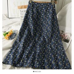 Size: one size Style: commuting Color: blue, black, yellow, red, coffee Long Skirt Outfits, Red Coffee, Hong Kong Style, Skirt Outfit, Retro Floral, Style Retro, Skirt Outfits, A Line Skirt, Long Skirt