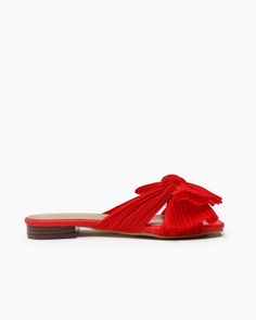 Pleated-Bow-Open-Toe-Comfort-Slip-on-Slide-Flat-Sandals Summer Slippers Sandals, Blue Champagne, Low Waist Jeans, Outdoor Slippers, 25 21, Summer Slippers, Leather Decor, Summer Flats, Red Sneakers