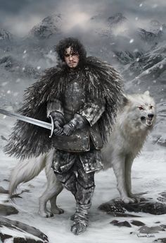 “Game of Thrones” ~ George R. R. Martin -  redskullsmadhouse: “ jon_snow_by_fdasuare ” Jon Snow Art, Game Of Thrones Illustrations, John Snow, Ghost Games, King In The North, Snow Art