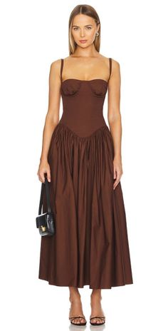 Tularosa Emma Midi Dress Fall Dresses With Jackets, Wedding Guest Two Piece, Wedding Guest Dress Brown, Wedding Guest Dress With Jacket, Brown Wedding Guest Dress, Long Dresses Fall, Cocktail Wedding Guest Dress, Fall Wedding Guest Dresses, Embroidered Top Designs