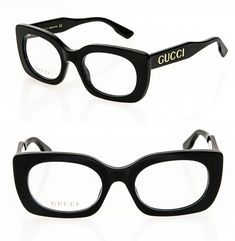 Gucci Eyeglasses Women, Gucci Frames, Gucci Eyeglasses, Metal Lettering, Gucci Glasses, Square Eyeglasses, Black Pins, Lettering Logo, Pilot Sunglasses