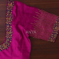 Maroon Colour Blouse Design, Work Blouse Hand Designs, Sulam Manik, Blouse Maggam Work, Netted Blouse Designs, Maggam Work Blouse